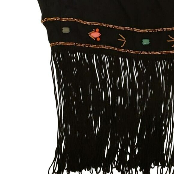 In Luv Boho Shabby Chic Fringe Sleeveless Tank Top Black Women Medium M NWT - Picture 8 of 13